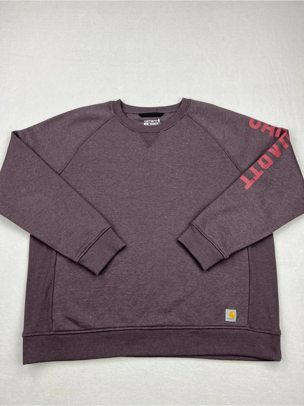 Carhartt Wmns Relaxed Fit Crewneck Black Logo Sweatshirt Heather Purple Sz XXL